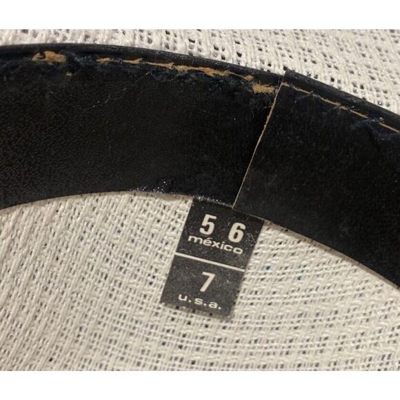 VTG Mexico Straw Fashion Cowboy Women’s Hat Turquoise Flower Black Band Fit 7 - Picture 10 of 10